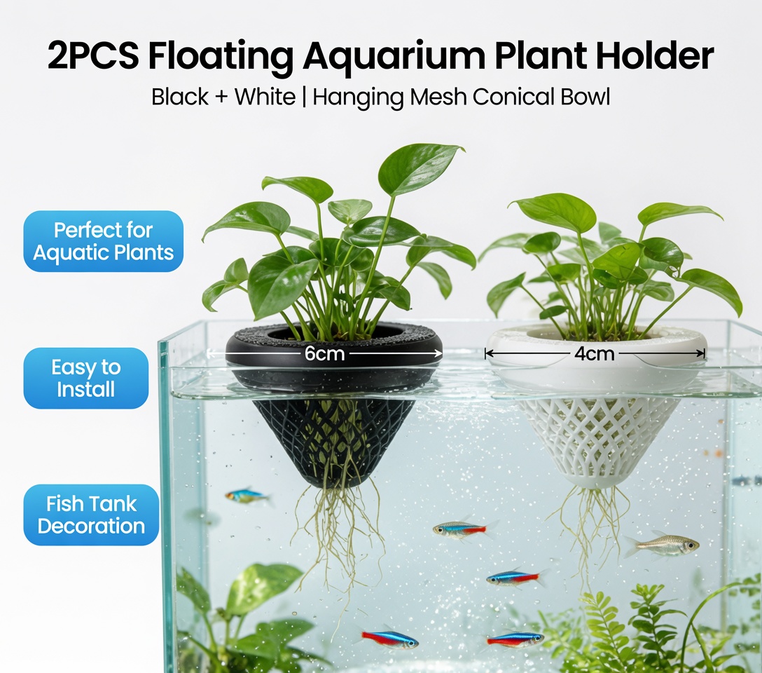 قطعتان من حامل النباتات العائم - مراجعة Aquarium Plant Rings وسعره