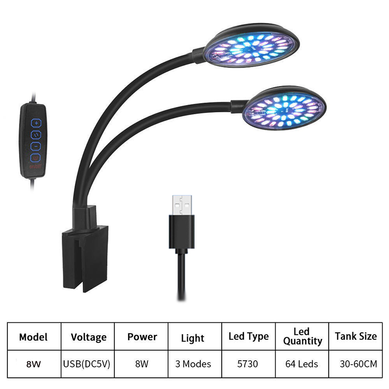 USB حوض السمك مصباح ليد خزان ا - مراجعة Aquarium Plant Light Spectrum وسعره